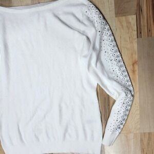 Liquid by‎ Sioni Embellished Sweater Petite Medium Rhinestone Knit Top